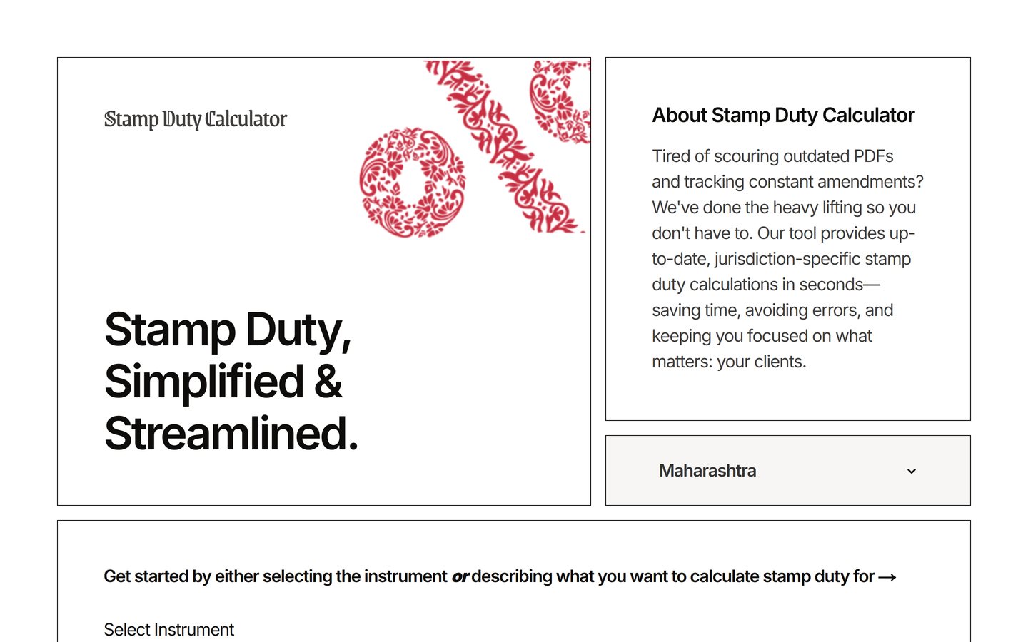 The Stampez landing page: Stamp Duty, Simplified and Streamlined